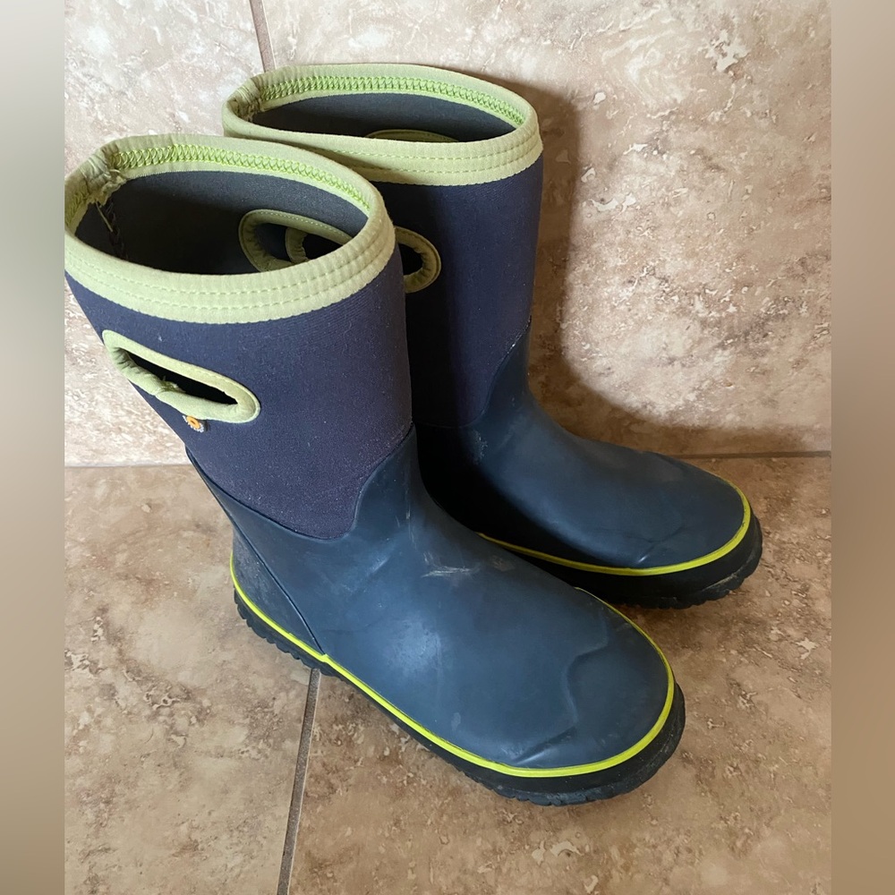 Bogs Blue and Green Rain & Snow Boots with Traction Sole